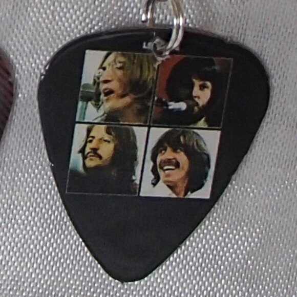 Beatles George Harrison Reversible Convertible Guitar Pick Zipper-Pull Earrings - Picture 4 of 6